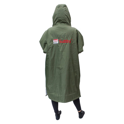 Subby Dry change robe - Olive Green / Grey sherpa fleece lining -