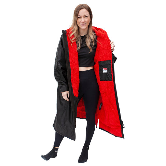 Subby change robe - Black / Red (Medium Size) - FREE 20L Waterproof bag
