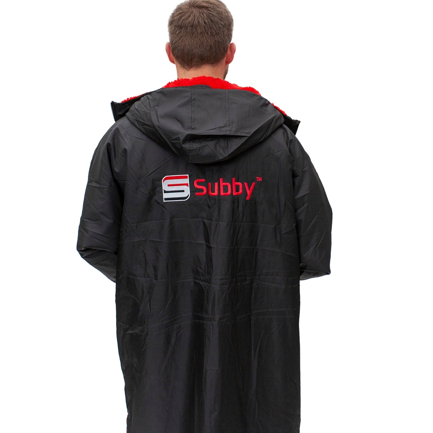 Long sleeve Subby change robe - Black/Red Fleece (Large)