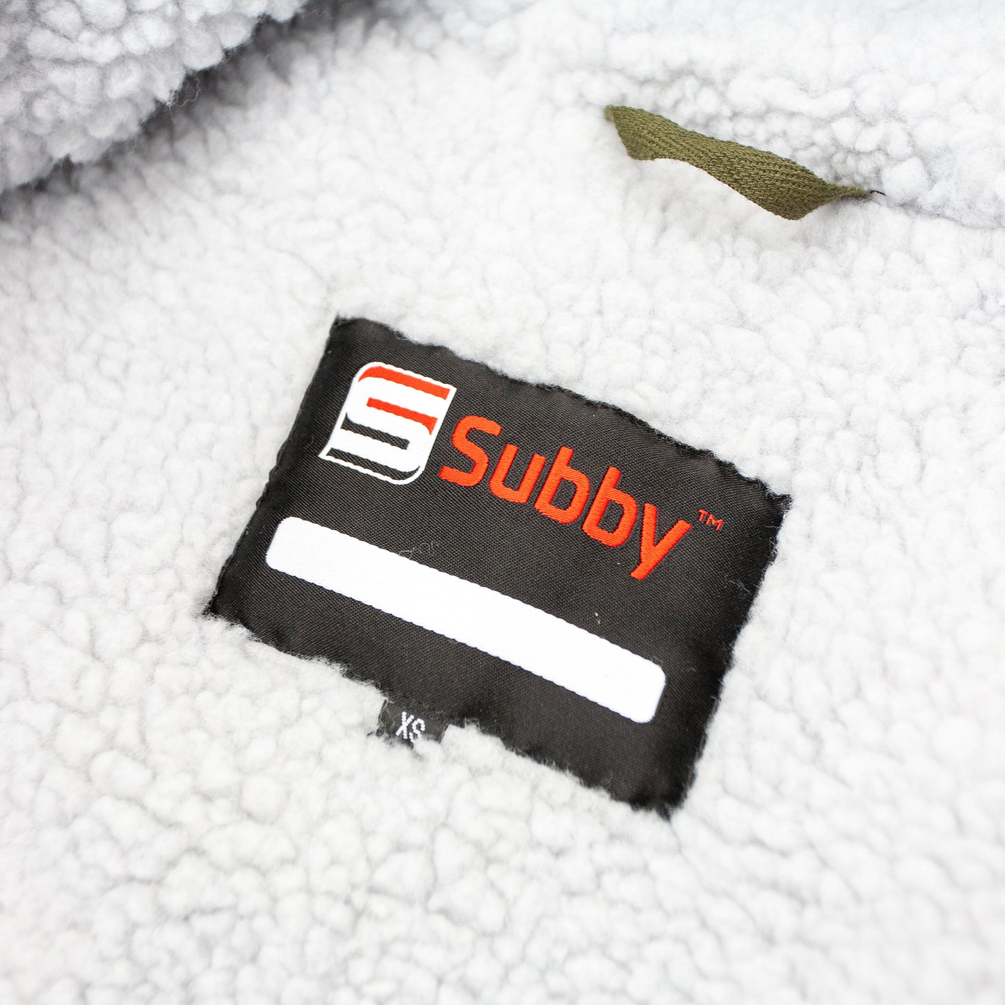 Subby Dry change robe - Olive Green / Grey sherpa fleece lining -