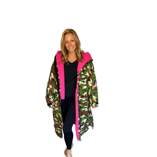 Green Camouflage / Pink Sherpa fleece