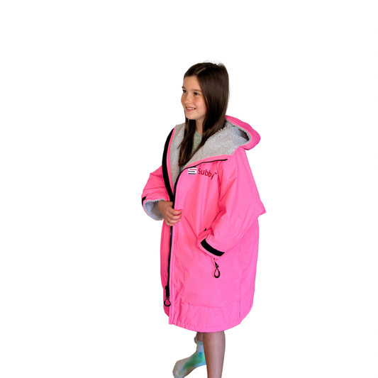 Kids Pink / Grey Sherpa fleece lining - Waterproof and windproof 