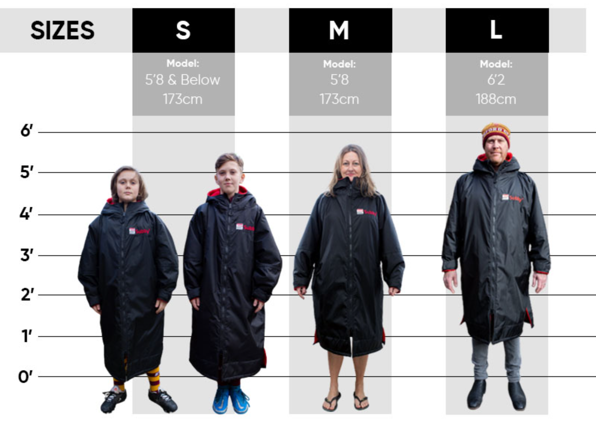 subby dry robe size guide